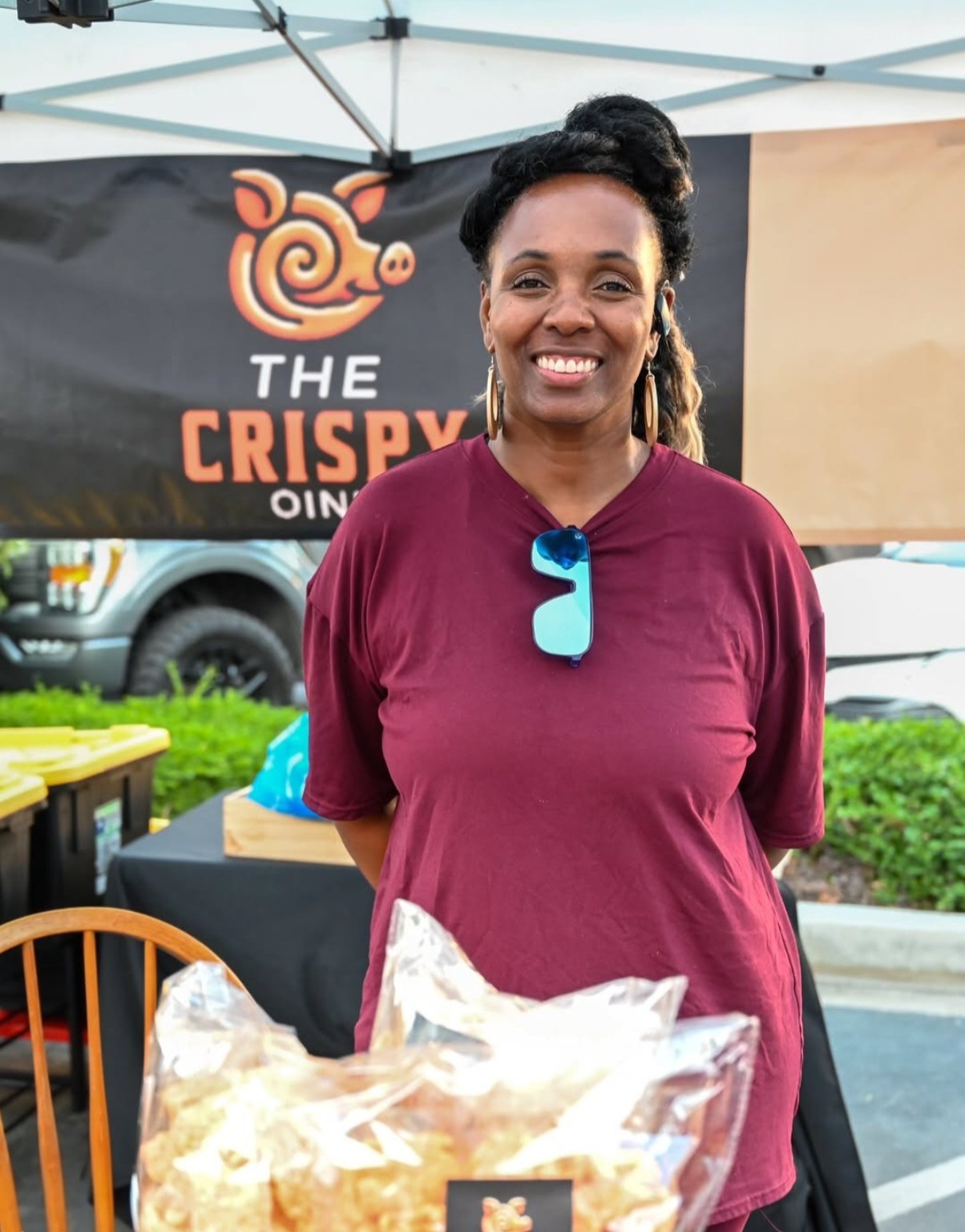 Tracy at The Crispy Oink booth